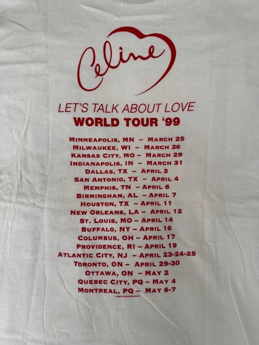 Vtg 1999 Celine Dion Let’s Talk About Love World Tour T-Shirt - XL - Picture 6 of 6